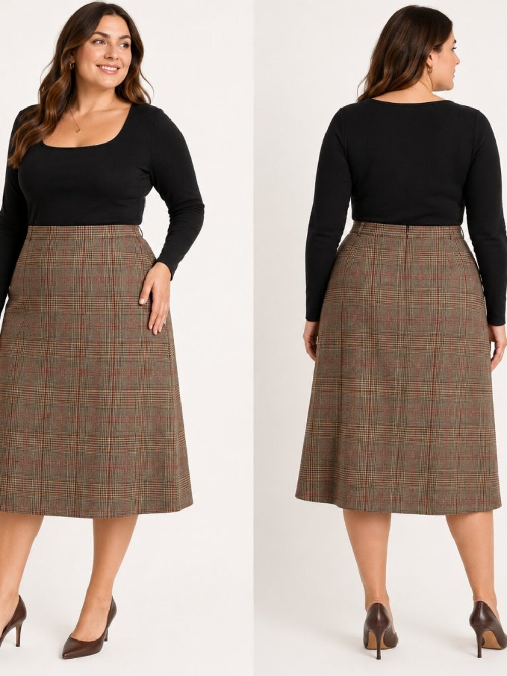Bianca Nygård Plaid A-Line Skirt Women’s Size 14 Vintage Tartan Midi